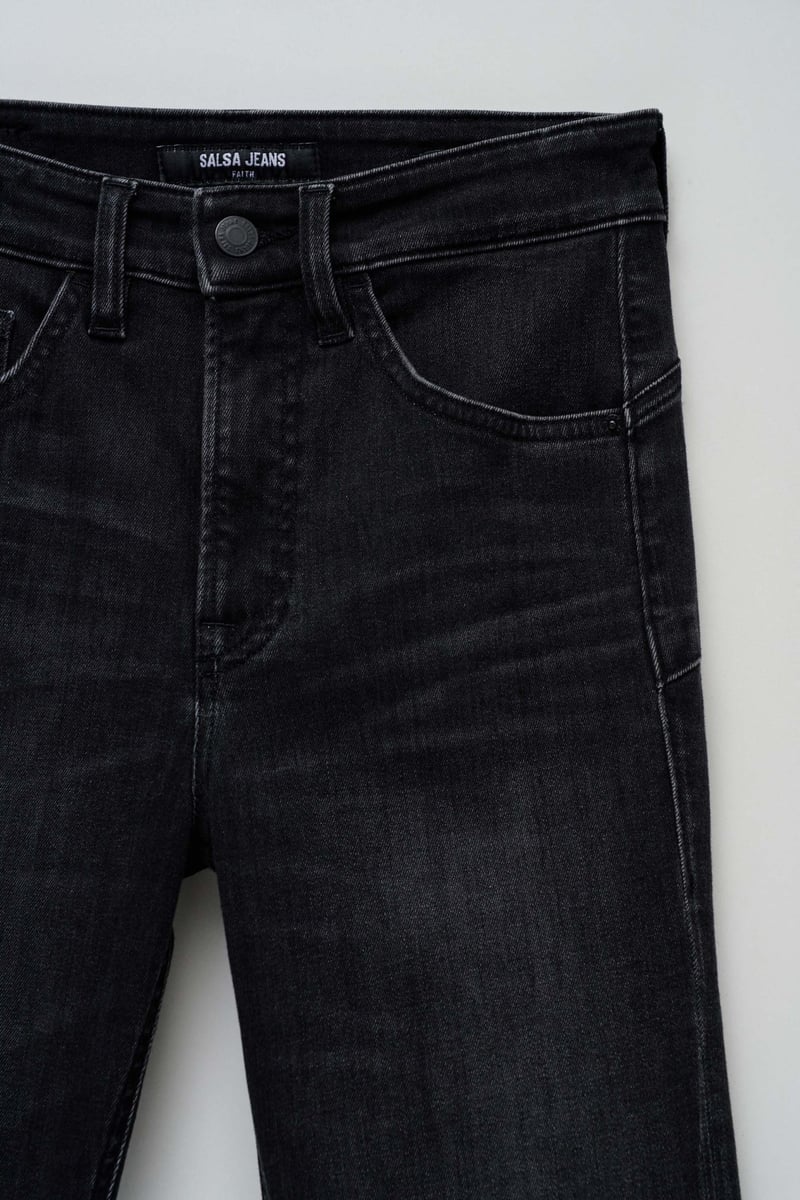 Black High-Waist Bootcut Stretch Denim Jeans