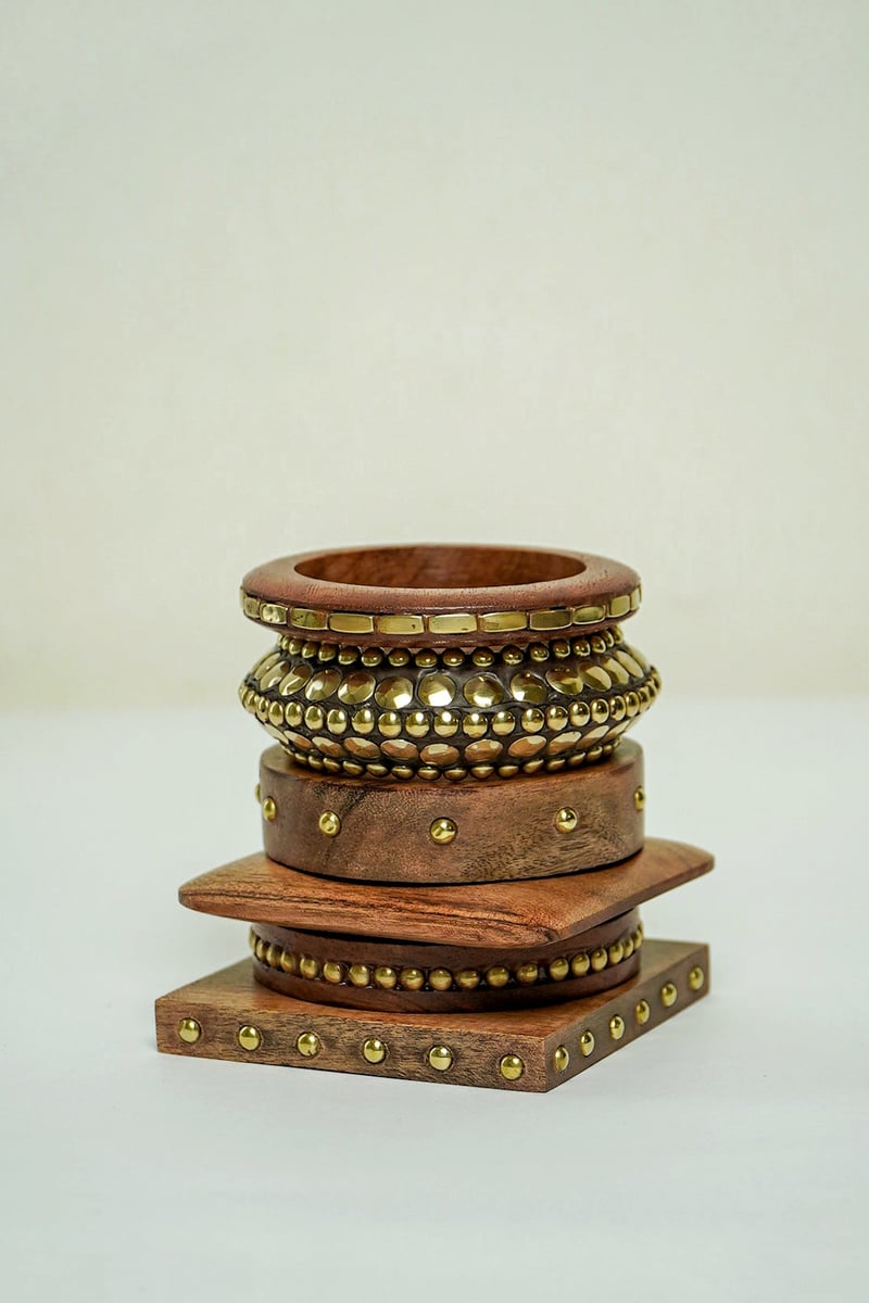 Handcrafted Wood Bangle Stack - Set of 6
