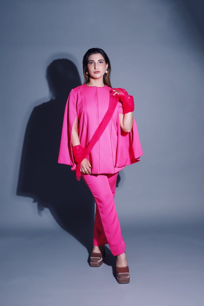 Blush Pink Cape Sleeve Top and Straight Pants Co-ord Set — Darling Girl