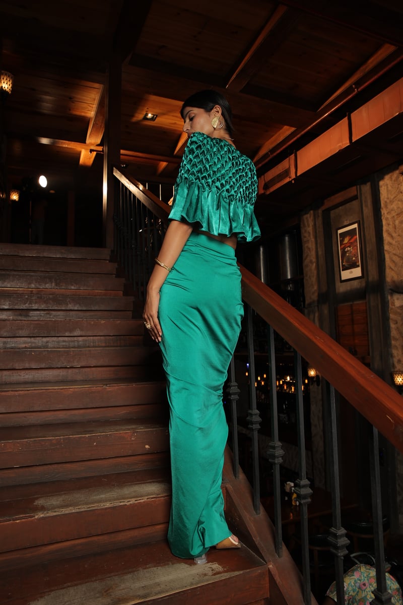 Dahlia Montone Cape With Ruched Skirt