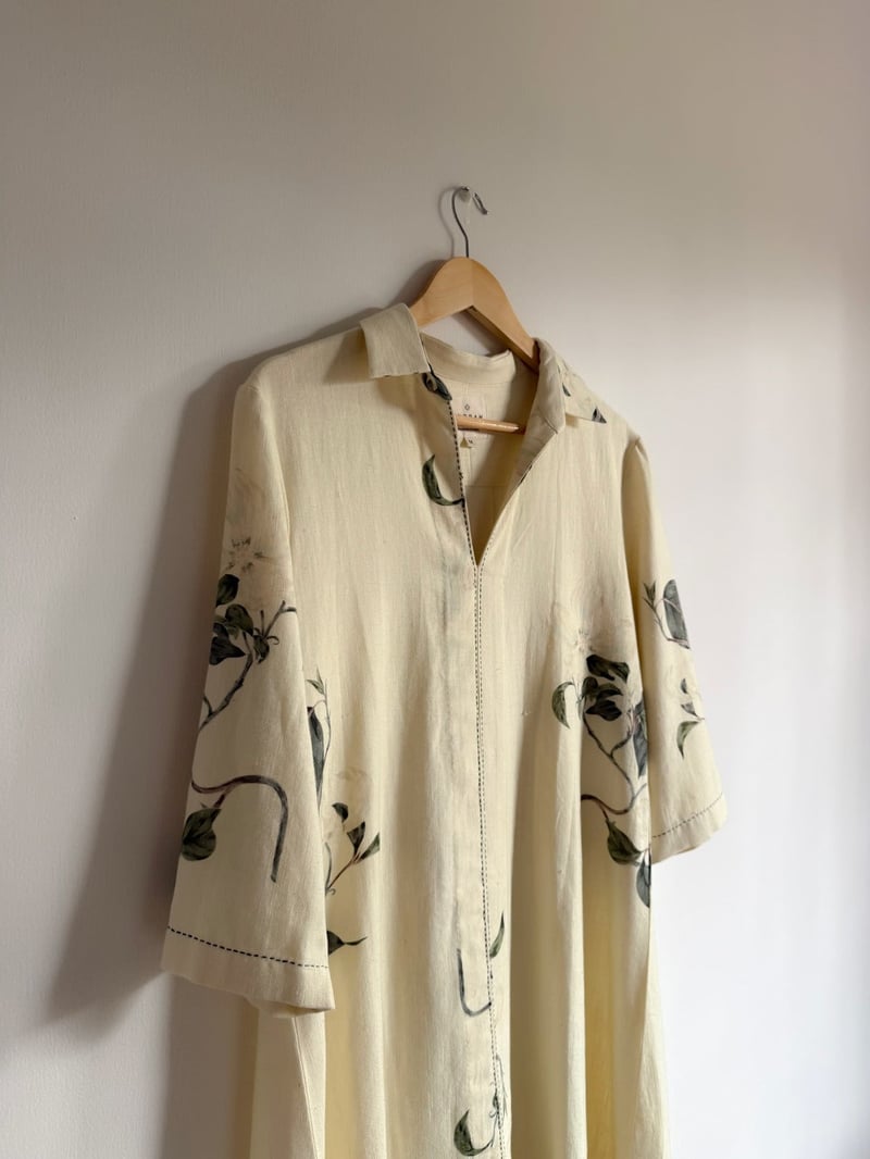 Buttery Yellow Khadi Kantha-Detail Tunic Kurta