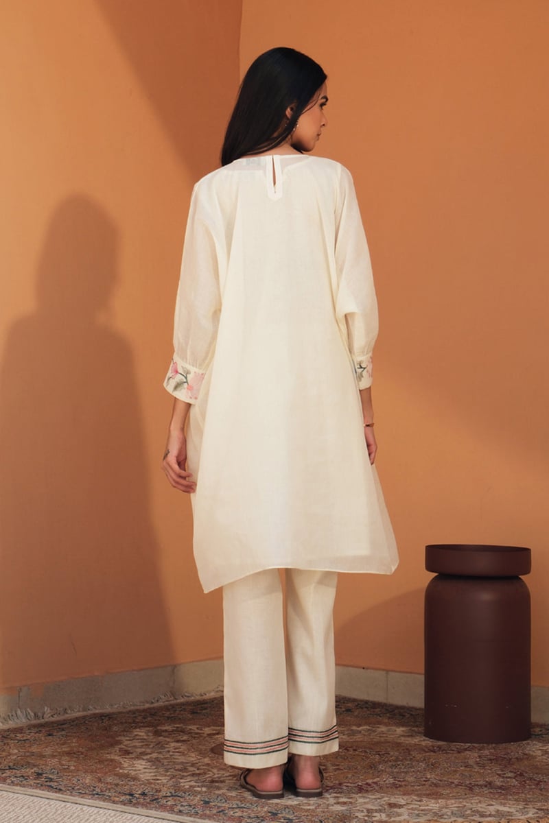 Ivory Kaftan and Straight Pants Co-ord Set