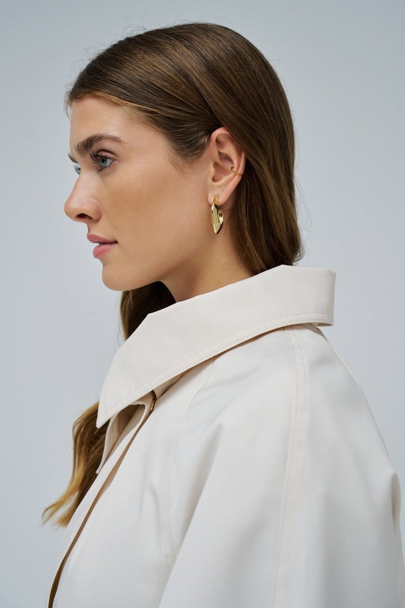 Beige Hooded Belted Trench Coat