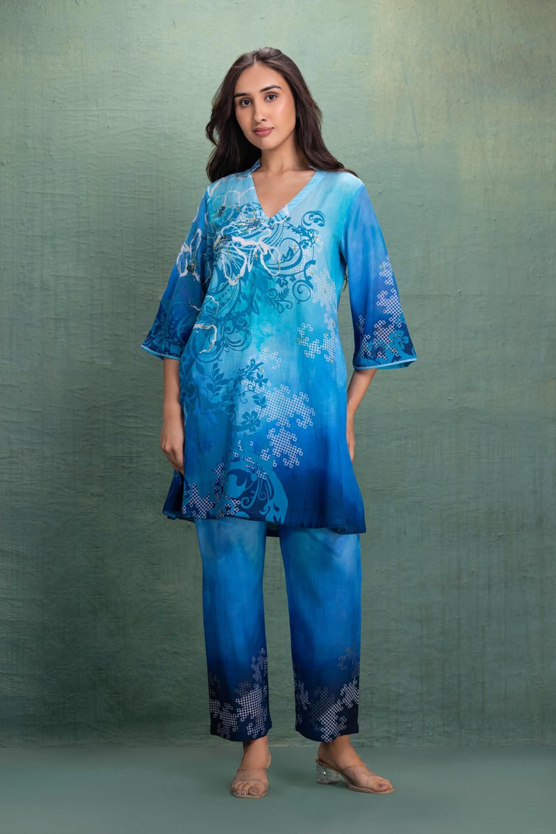 Blue Printed Coord Set