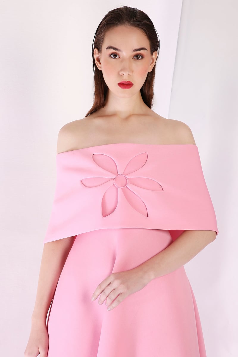Light Pink Strapless Fit and Flare Maxi Dress with Wrap