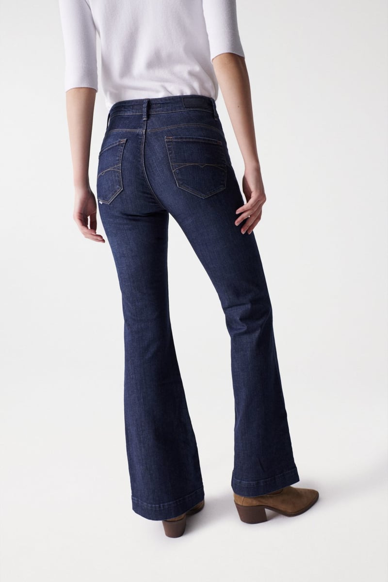 Dark Wash High-Rise Flared Jeans