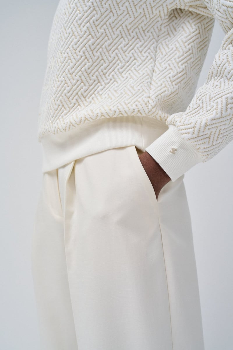 Light Pearl Textured Shimmer Pullover Sweater