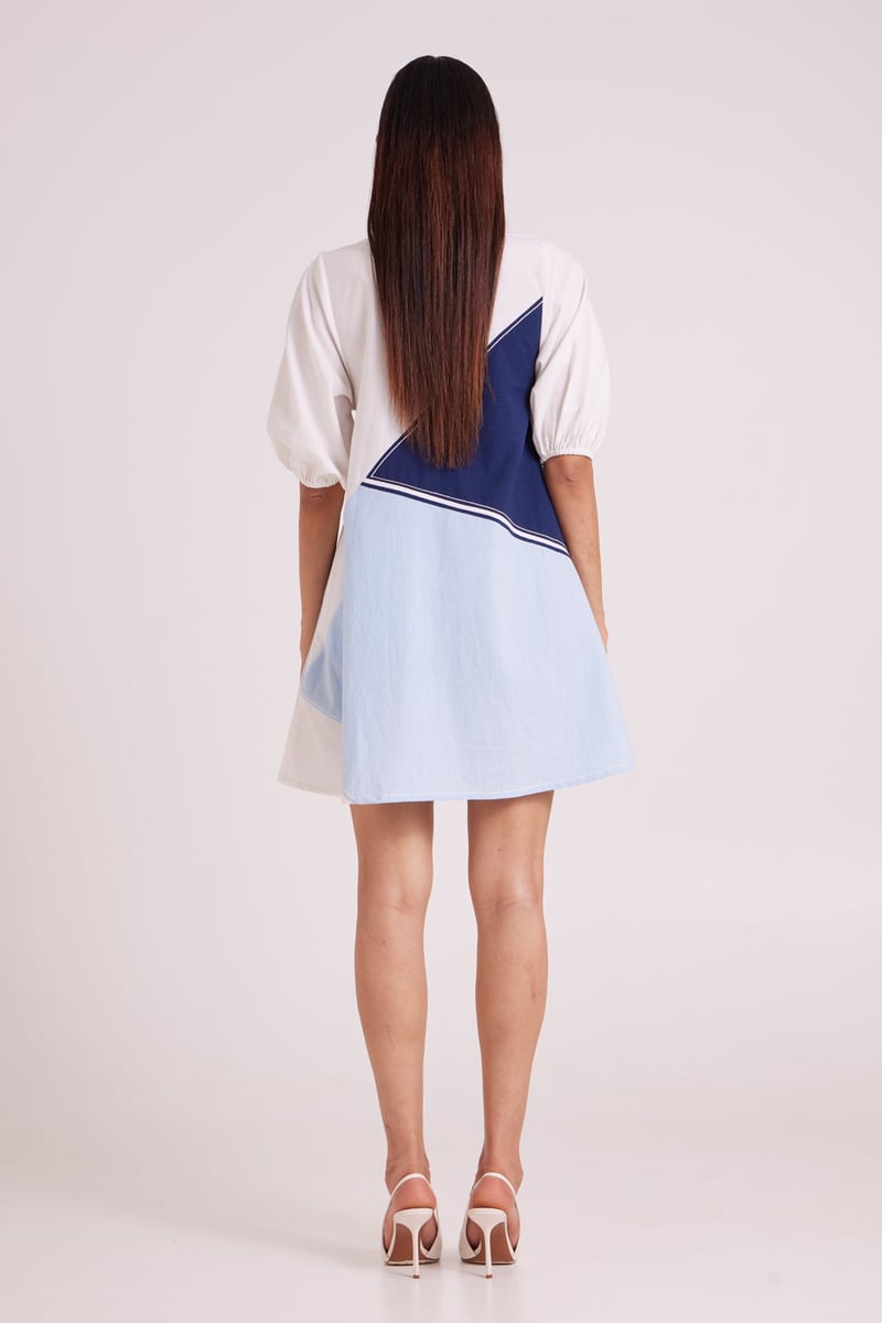 Multi Colour Colorblocked Mini Shift Dress