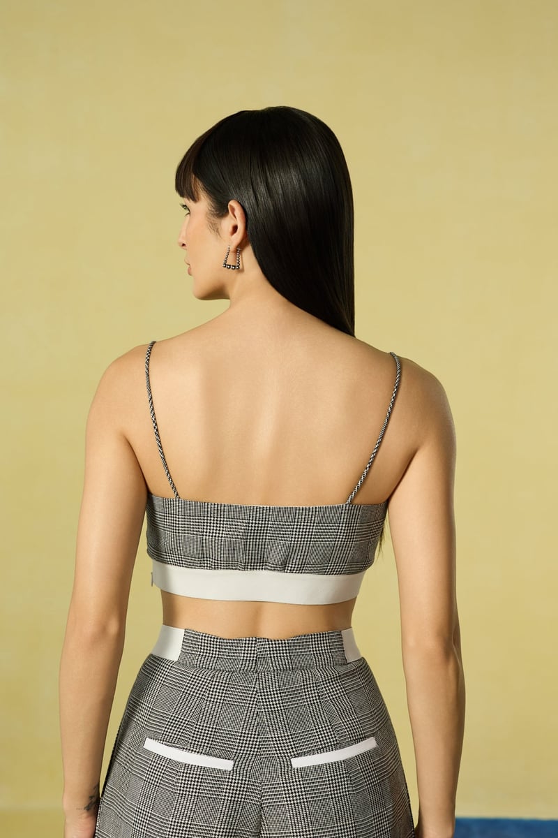 Grey and White Checked 3-Piece Co-ord Set