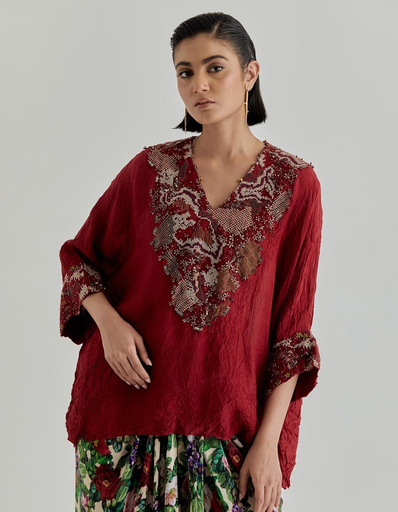Rosette Nomad Drape Skirt Paired With Poncho Top