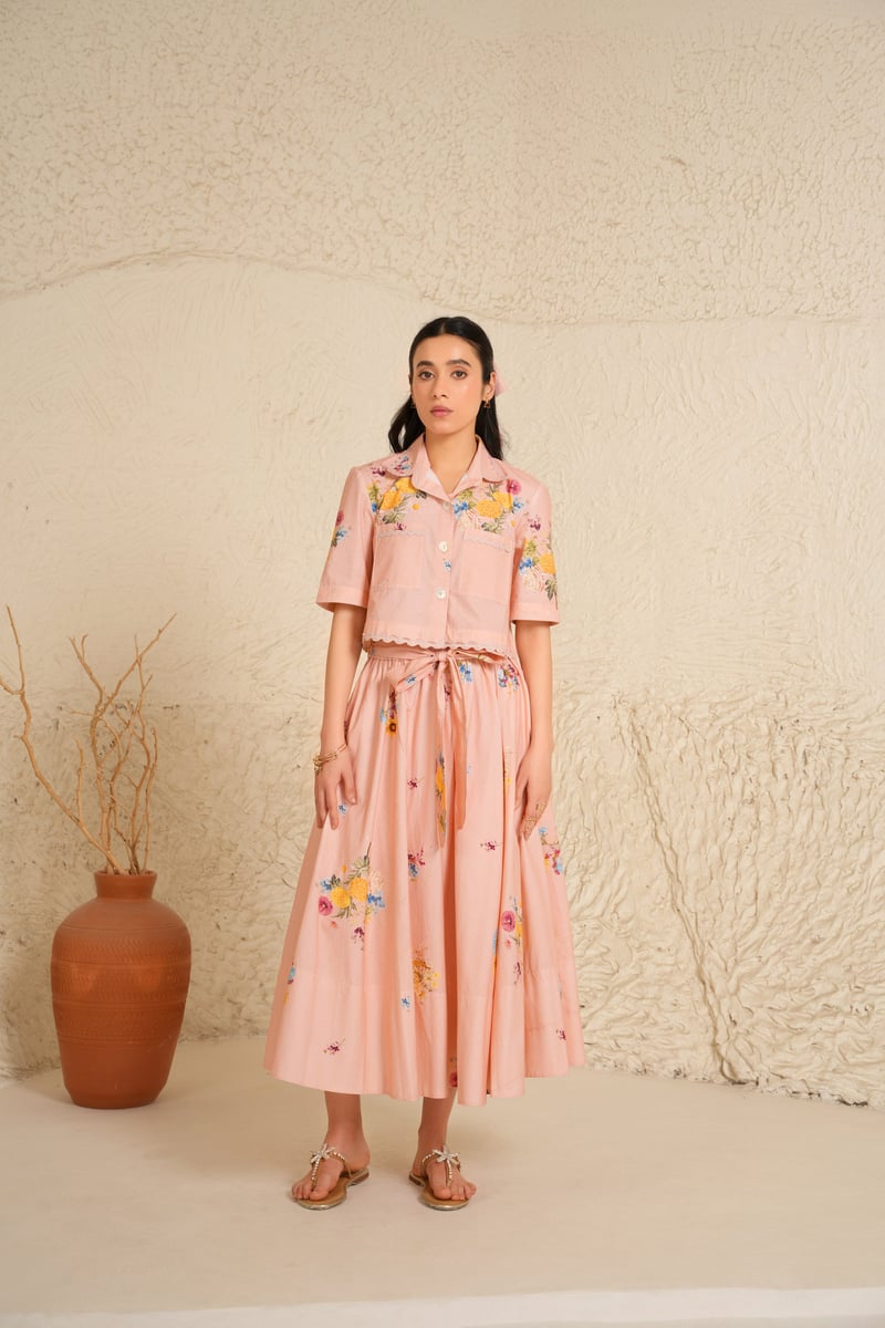 Soft Bloom Skirt Set — Moh India