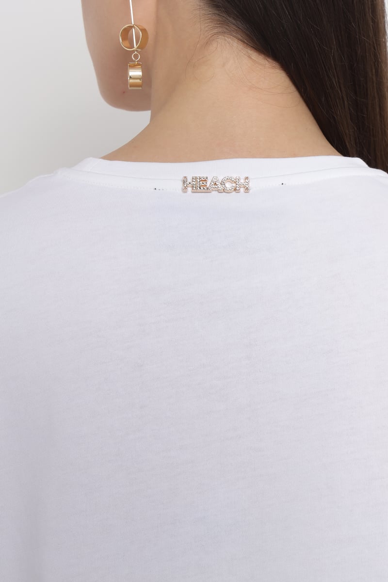 White Cotton Jersey T-Shirt with Tonal Embroidery