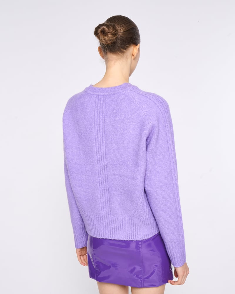 Lilac Crewneck Pullover Sweater with Rib Details