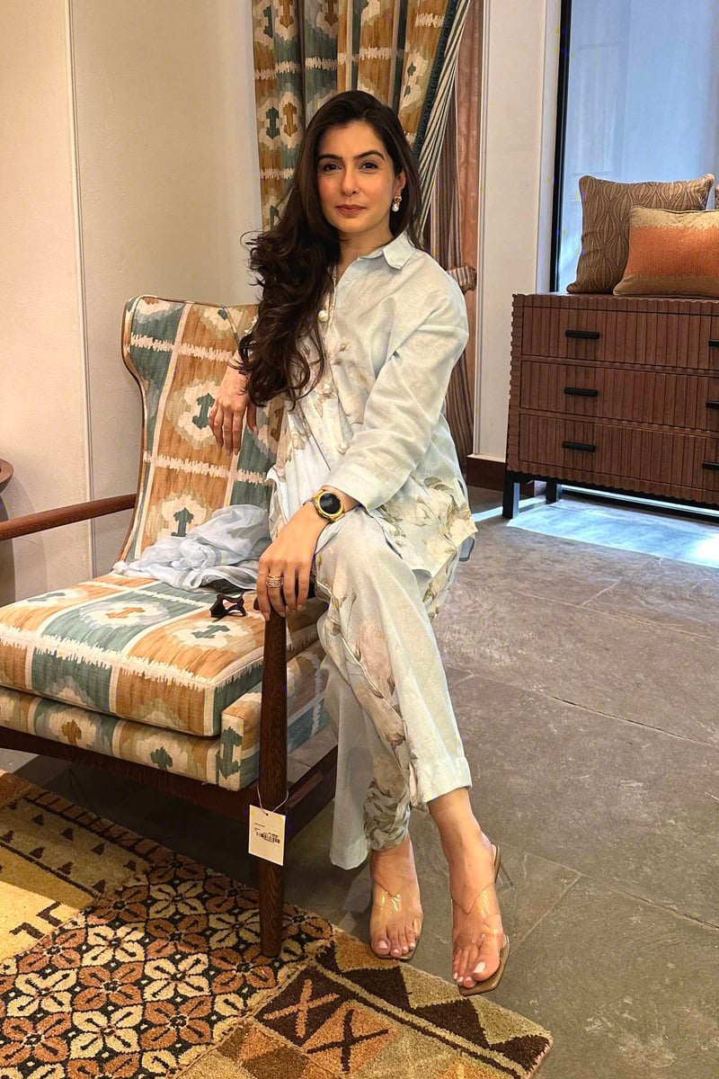 Blue Floral Shirt and Pants Co-ord Set with Scarf