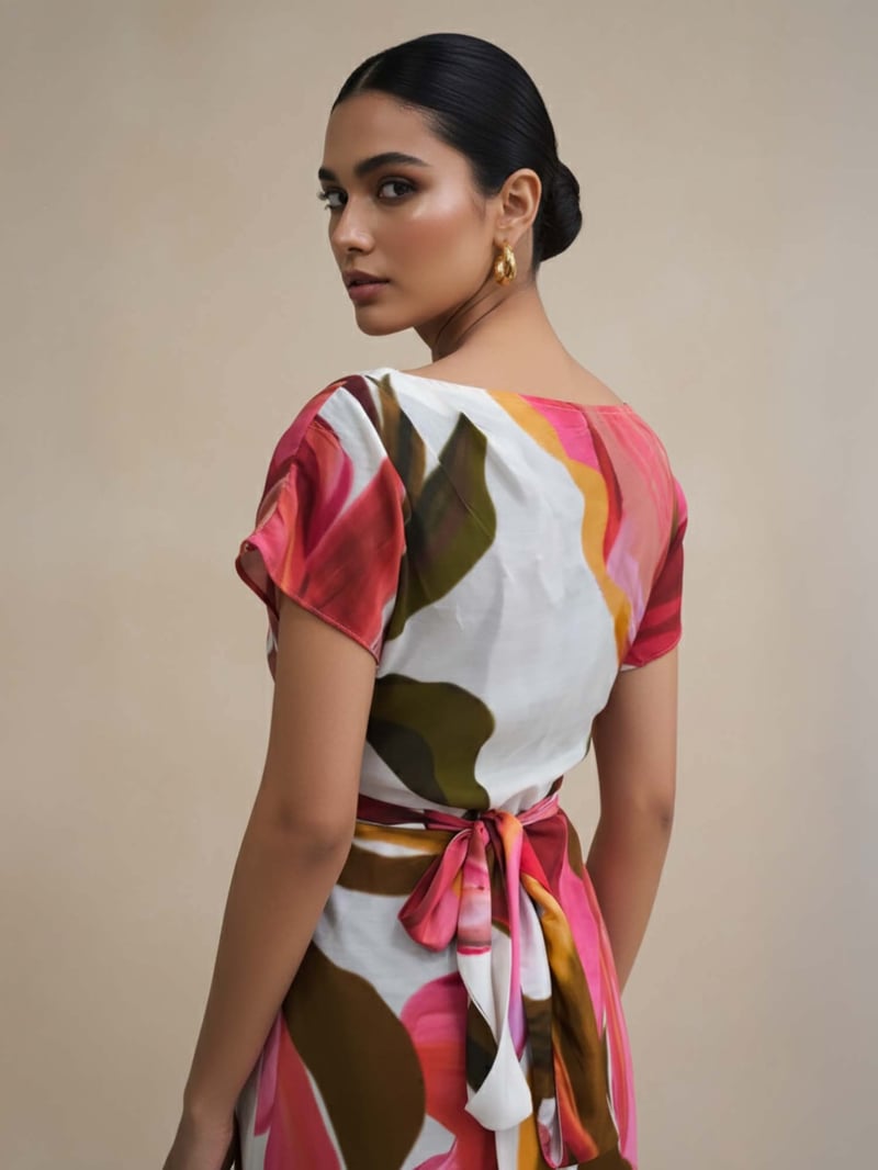Multicolor Floral Wrap Tie Maxi Co-ord Set