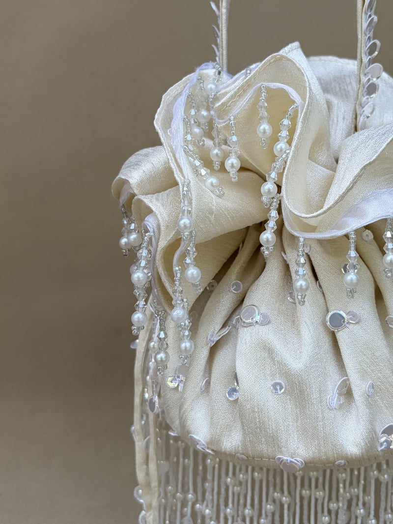 Pearl White Anaat Potli Bag