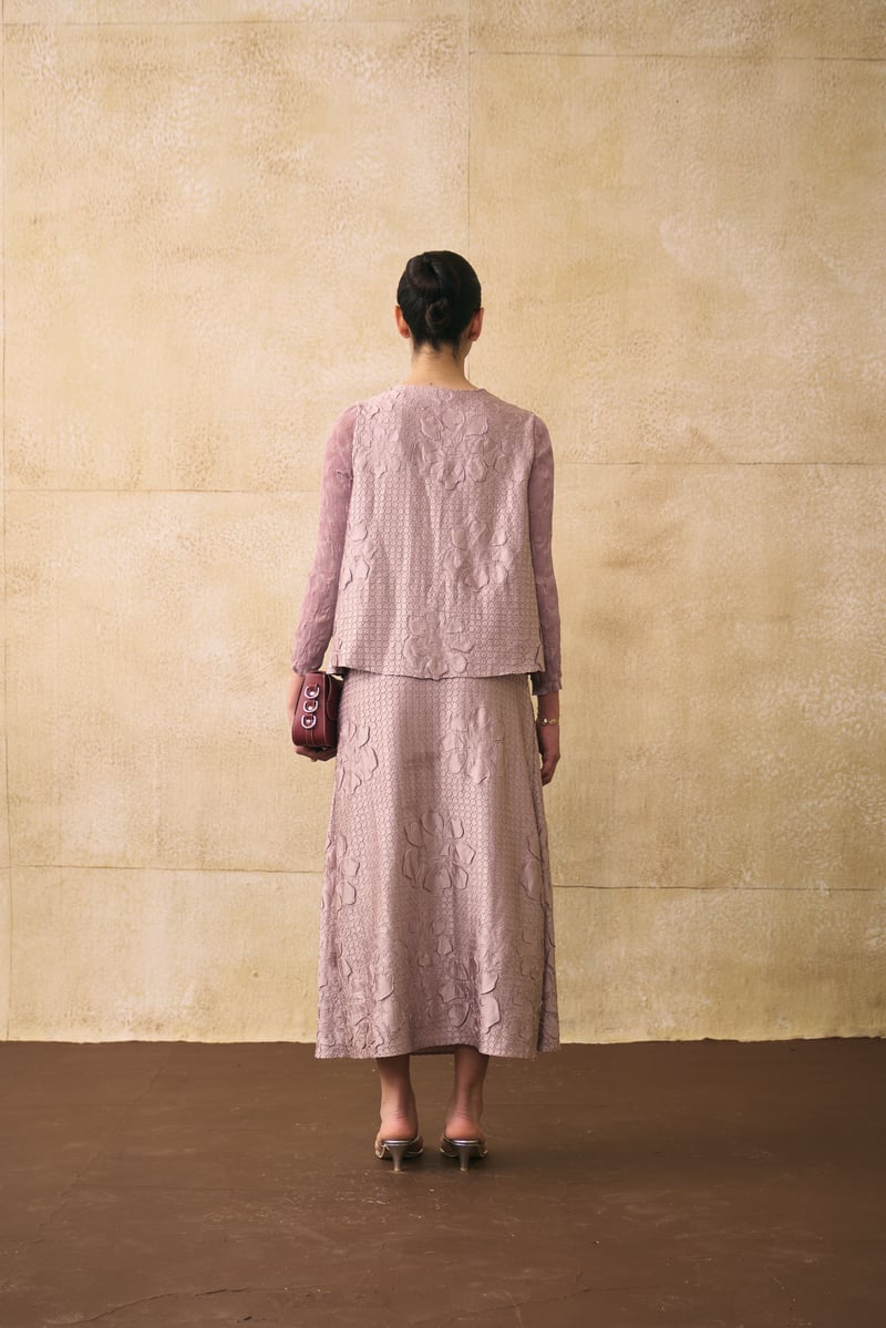 Nude Textured Top and Midi Skirt Co-ord Set