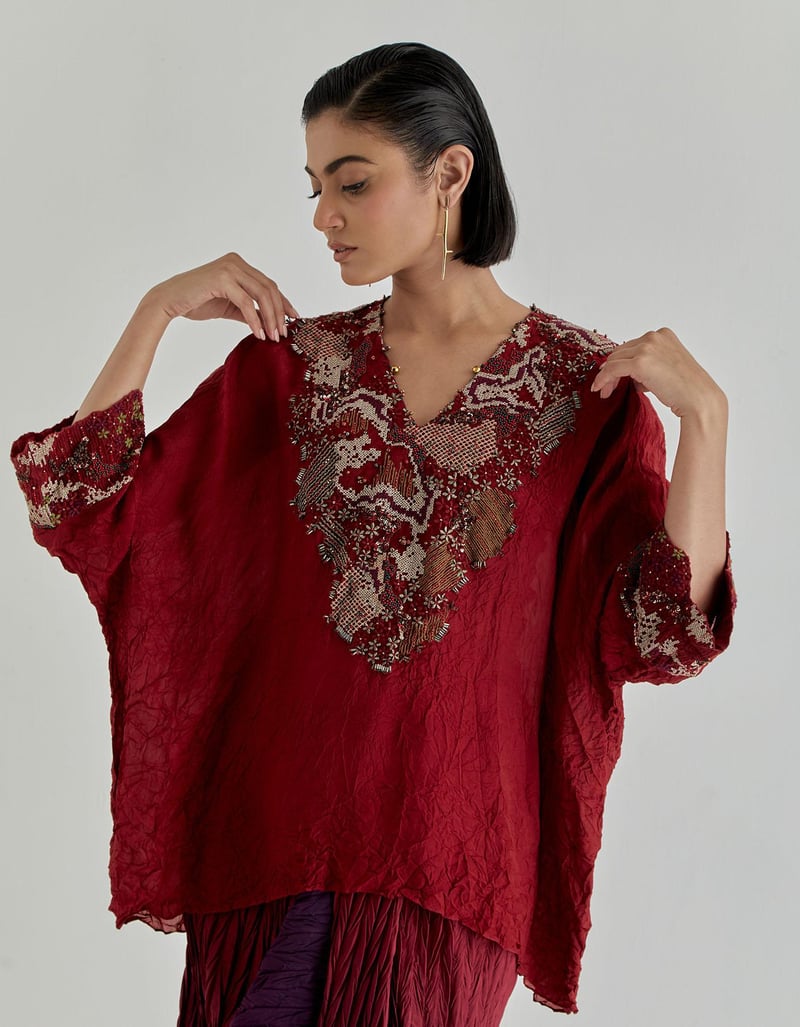 Rosette Nomad Drape Skirt Paired With Poncho Top