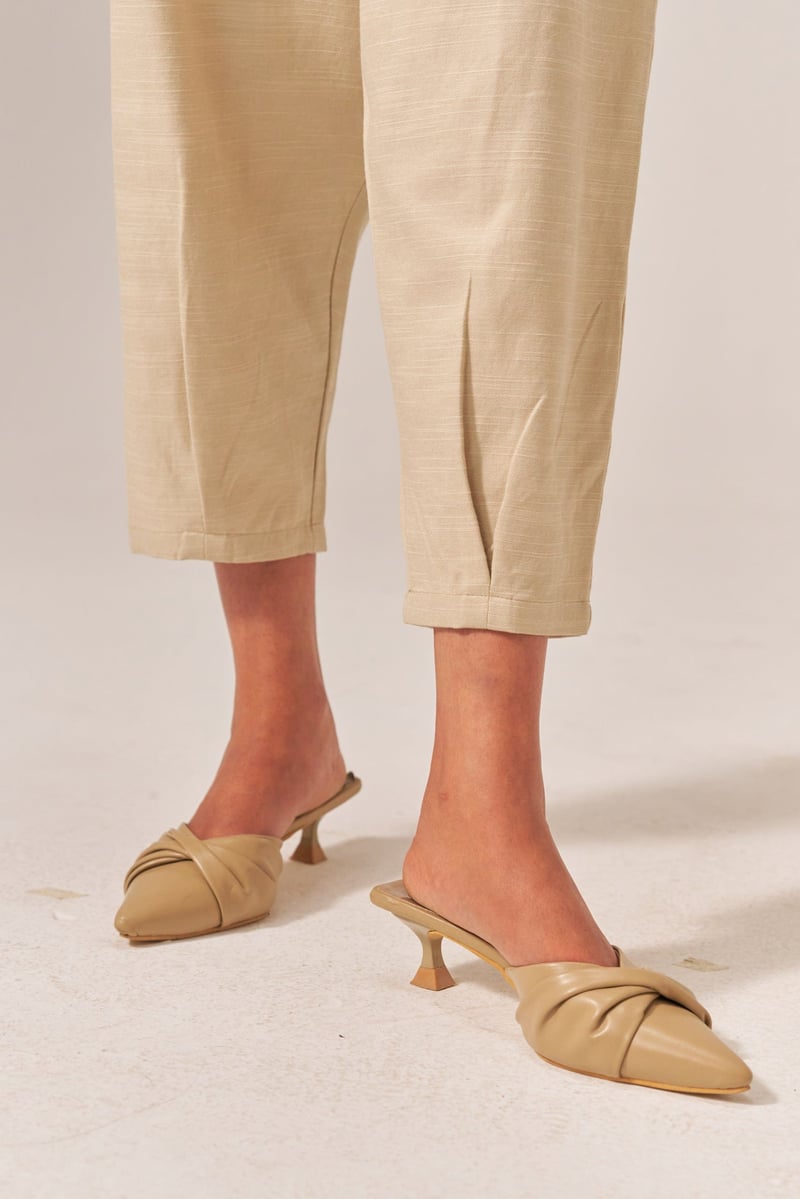 Beige Cotton Slub Shirt and Tapered Pants Co-ord Set