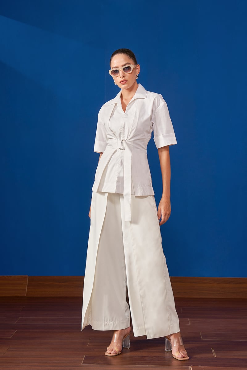 Off-White Belted Cotton Poplin Shirt