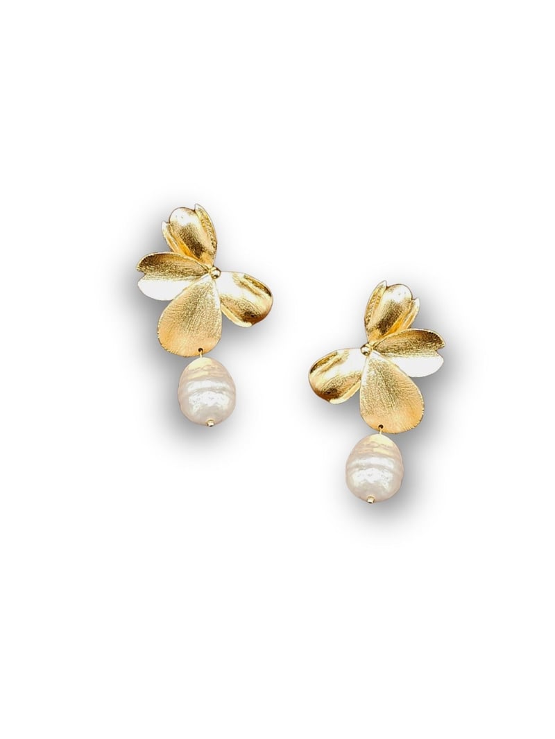 Mehr Brass Earrings for Women 18K Gold Plated