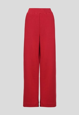 Red Cotton Terry Wide-Leg Lounge Trackpants