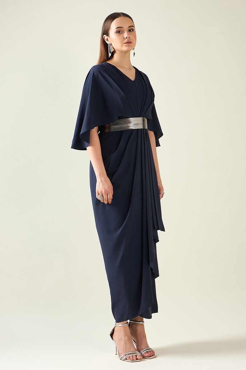 Midnight Navy Dress With Belt