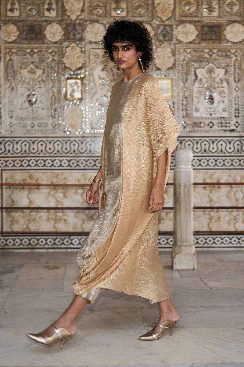 Metallic Multi Ombre Longline Kaftan Top with Cami