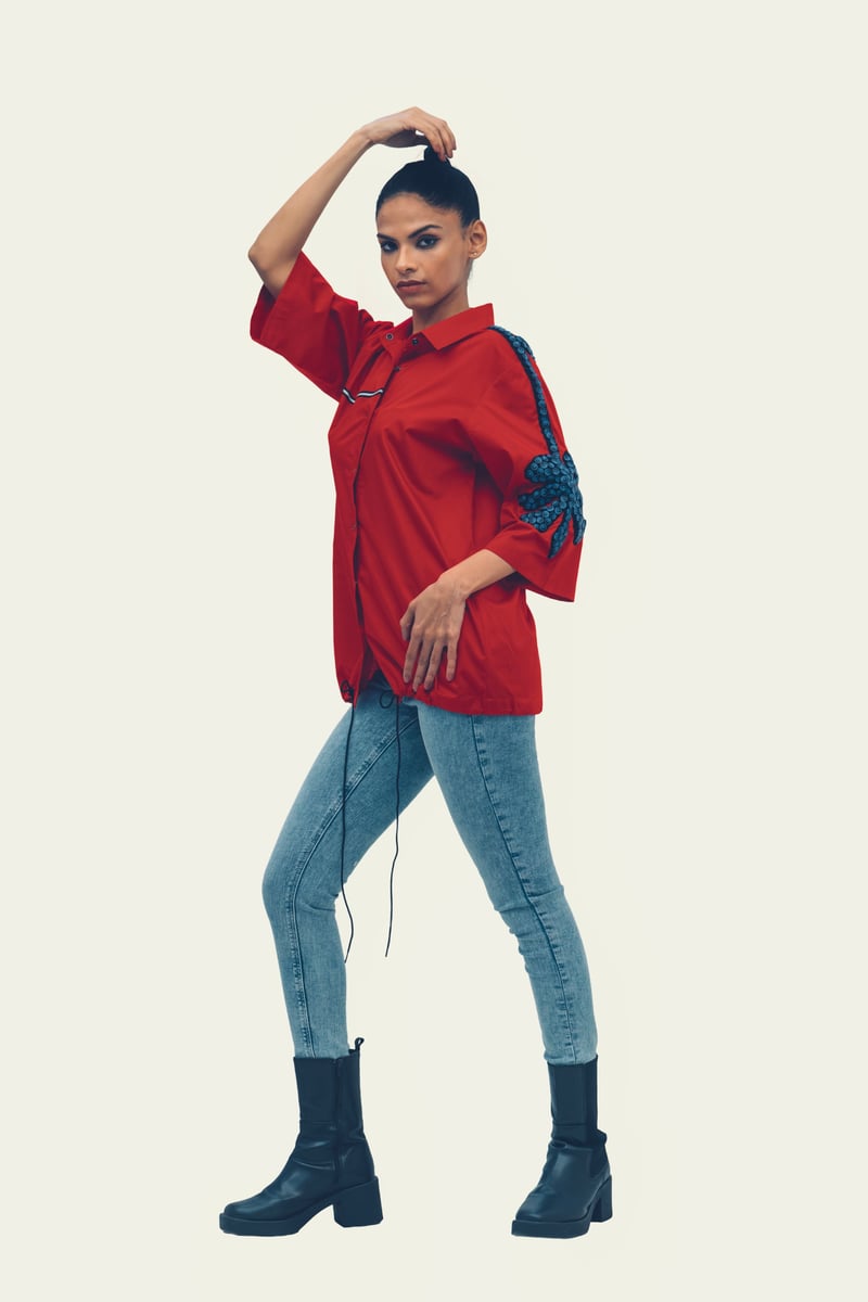 Red Shirt with Embroidery