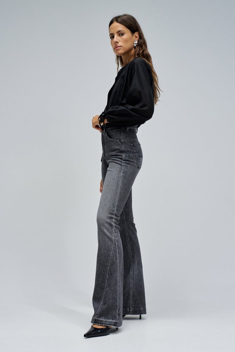 Black High-Rise Flared Jeans