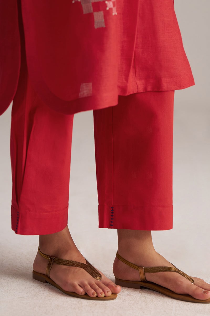 High Risk Red Linen Kurta and Wide-Leg Pants Co-ord Set