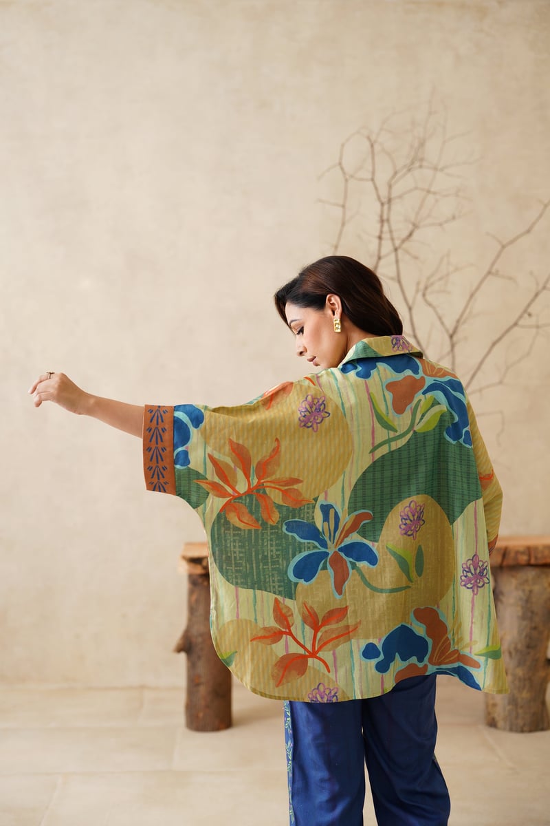 Multi Print Cotton Flex Co-ord Set with Wide-Leg Pants