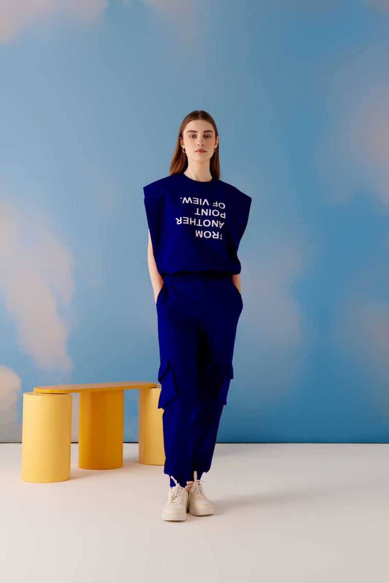 Blue Graphic Sleeveless Top and Joggers Co-ord Set — Muvazo