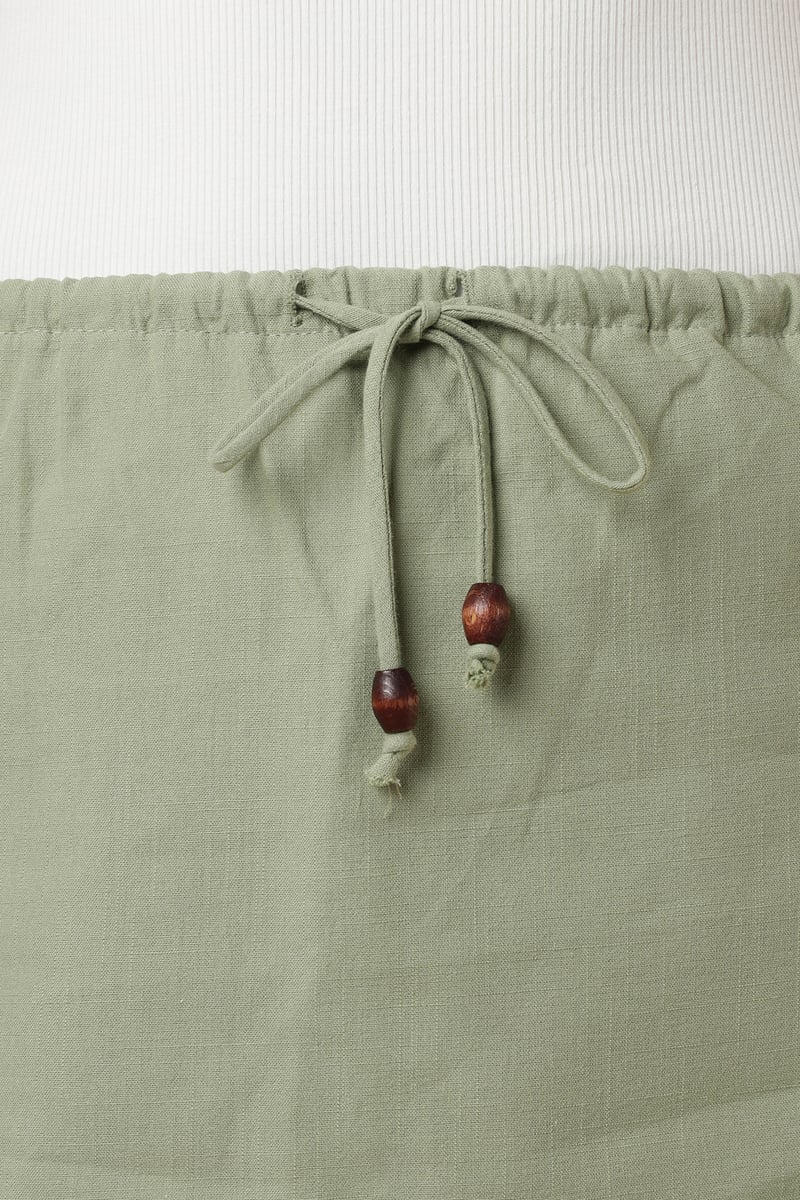 HAKI Linen Blend Drawstring Mini Skirt