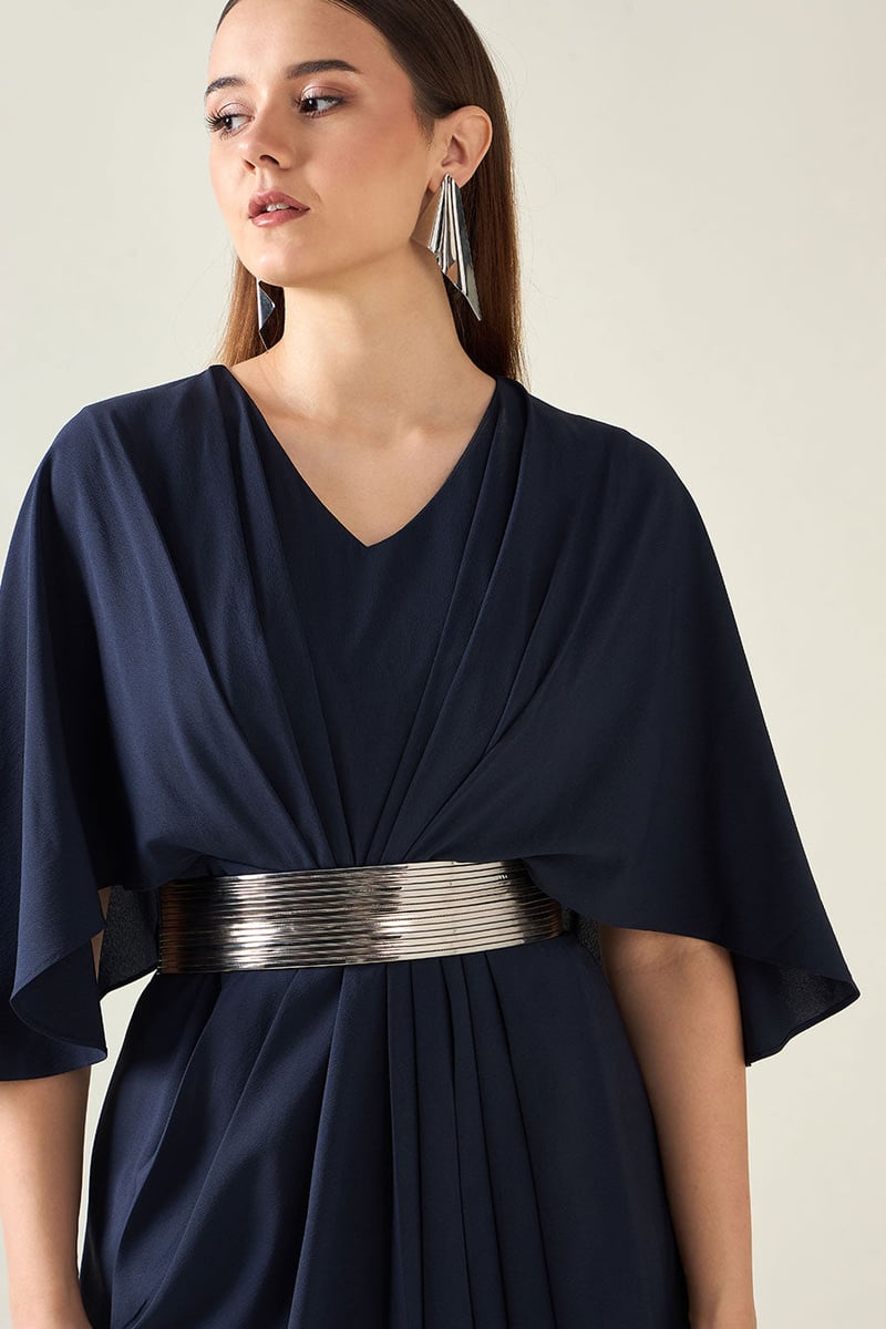 Midnight Navy Dress With Belt
