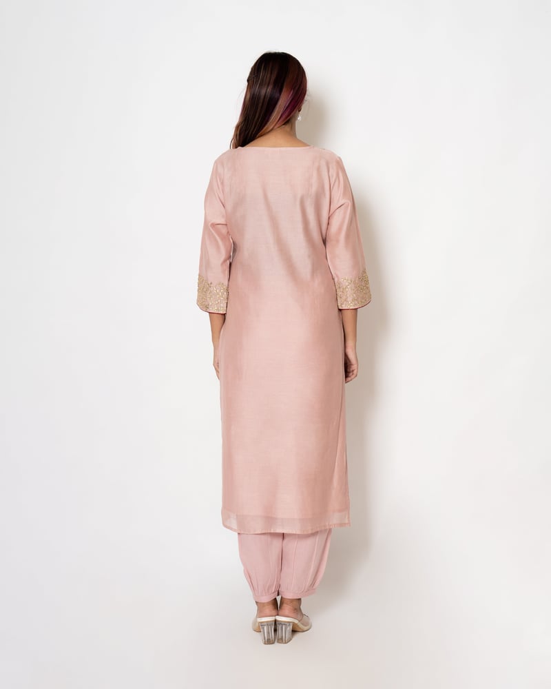 Pink Beige Gota Patti Chanderi Suit Set