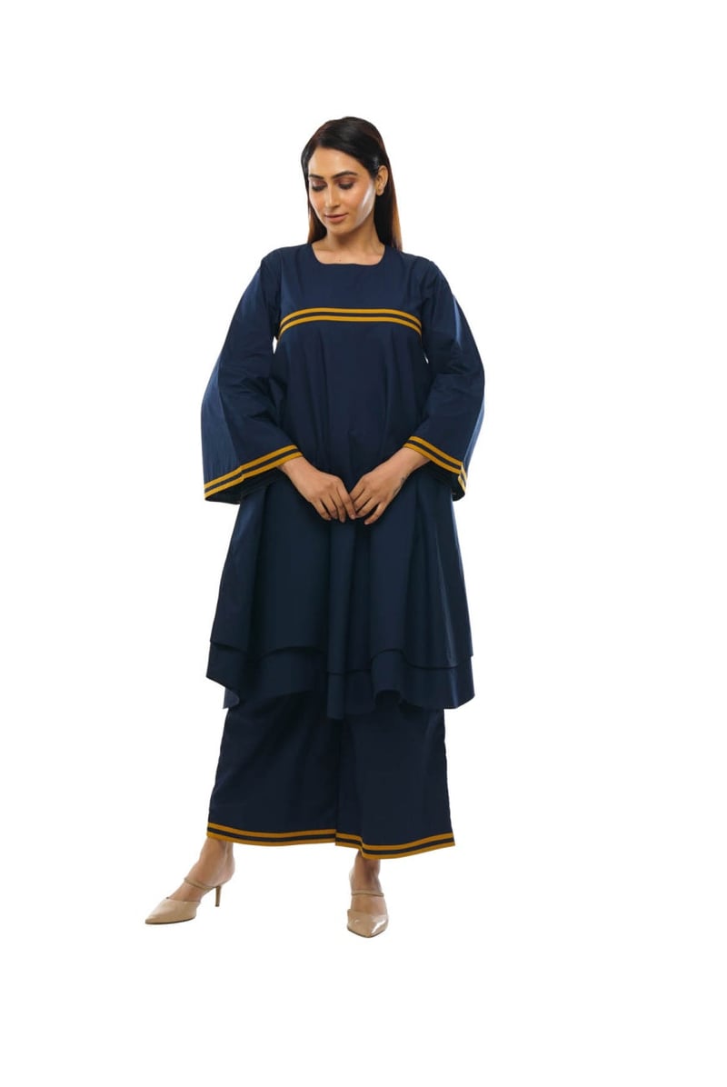 Navy Blue dubble lare flair dress co-ord
