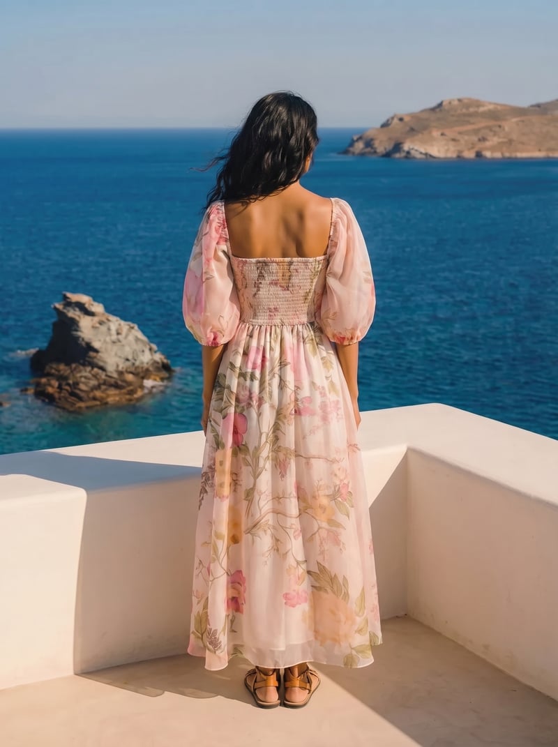 Off-White Floral Corset Bodice Maxi Dress