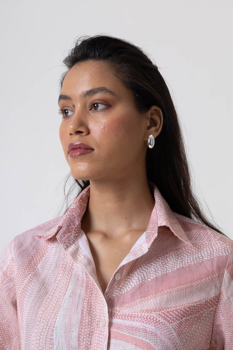 Pink Peach Abstract Printed Shirt and Trouser Co-ord Set