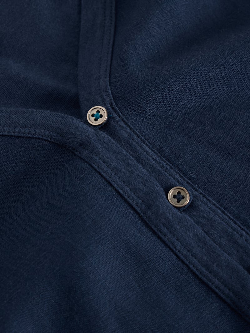 Dark Navy Sleeveless V-Neck Button-Front Top