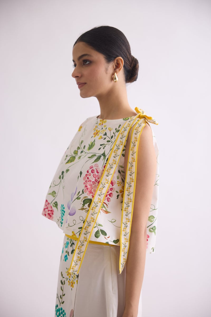 White Floral Poplin Top and Maxi Skirt Co-ord Set