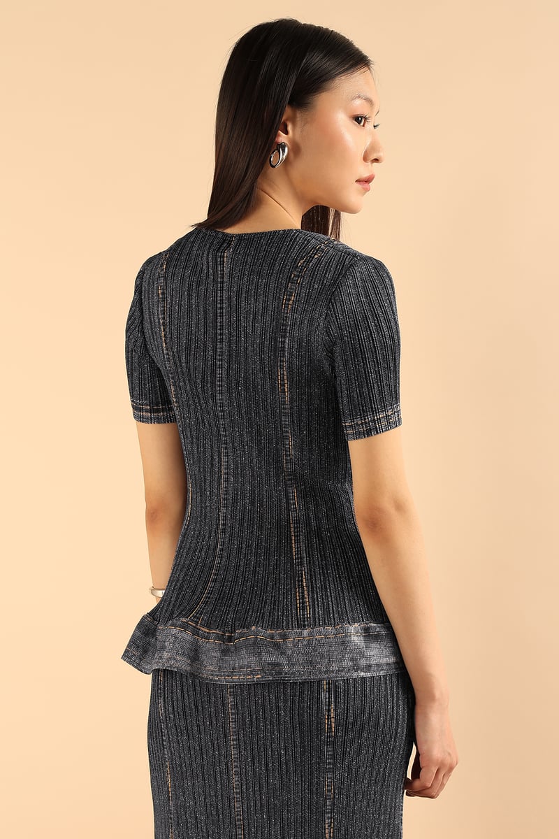 Black Button-Front Peplum Top and Maxi Skirt Co-ord Set
