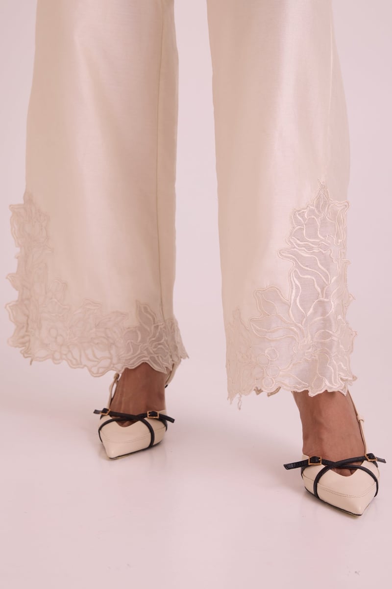 Black Wrap Blazer and Ivory Wide-Leg Pants Co-ord Set