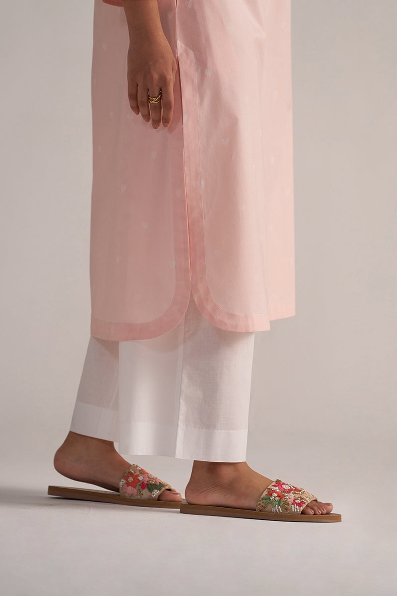 Soft Lotus Pink Cotton Kurta and White Co-ord Set