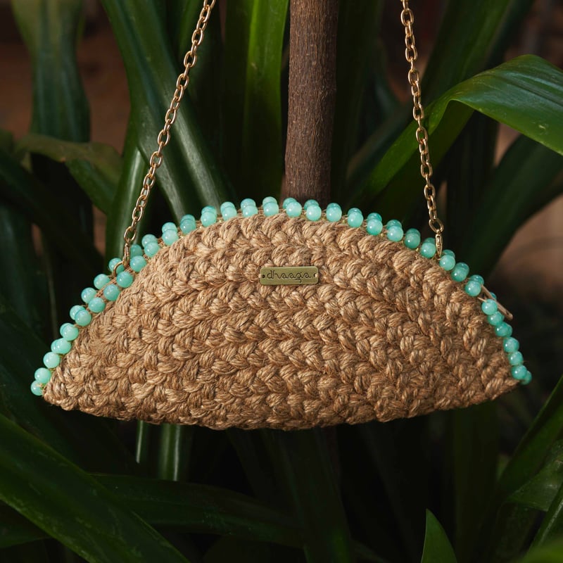 Brunnera Bloom Half Moon Clutch Bag