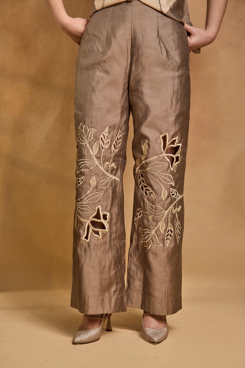 Cream and Copper Lace Applique Co-ord Set