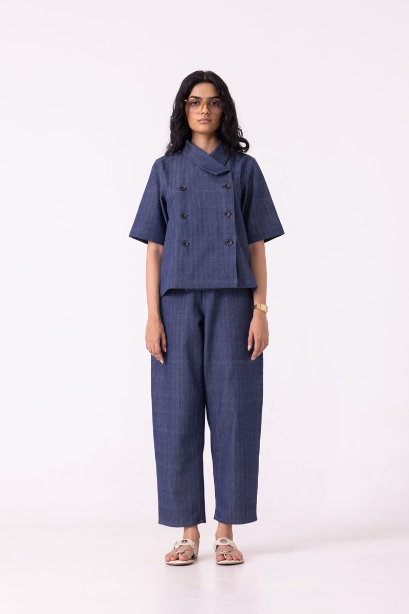 Becky Handwoven Denim Top