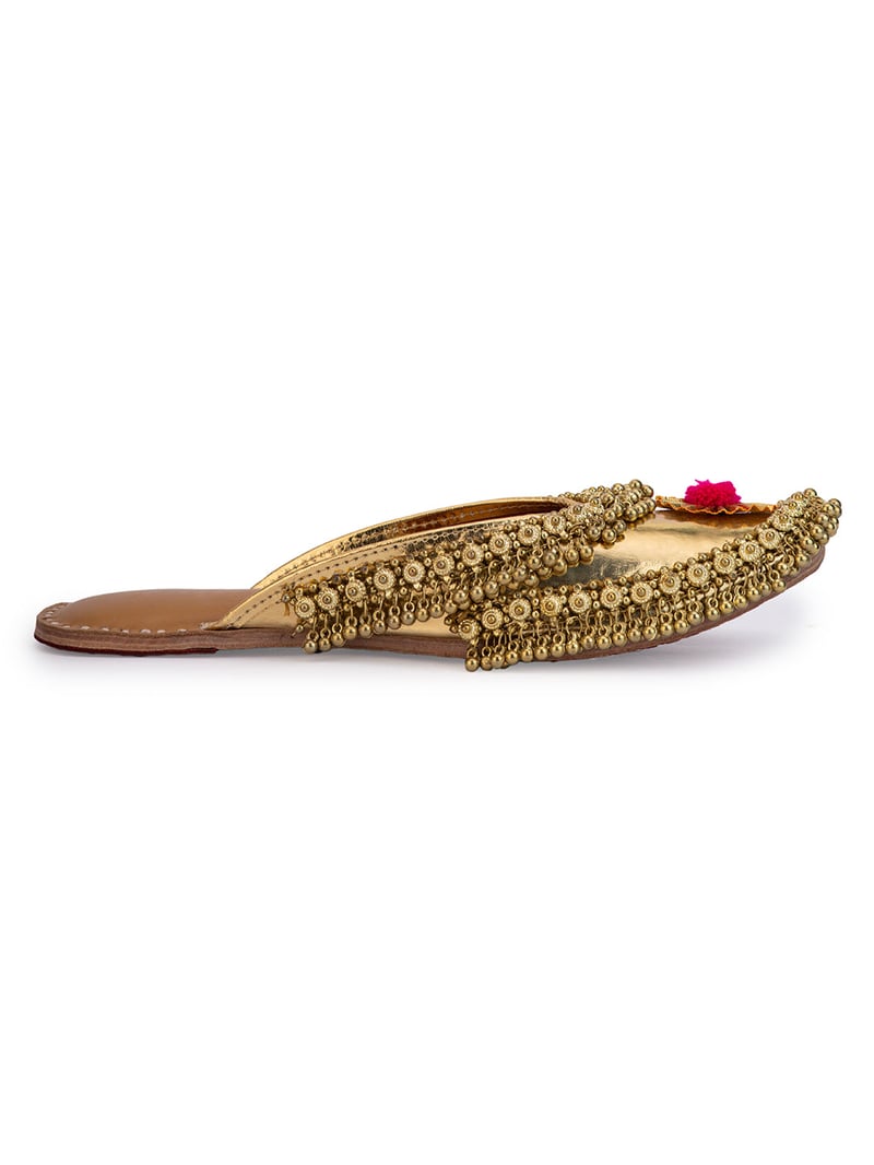 Gold Ghungroo Crown Mule Jutti