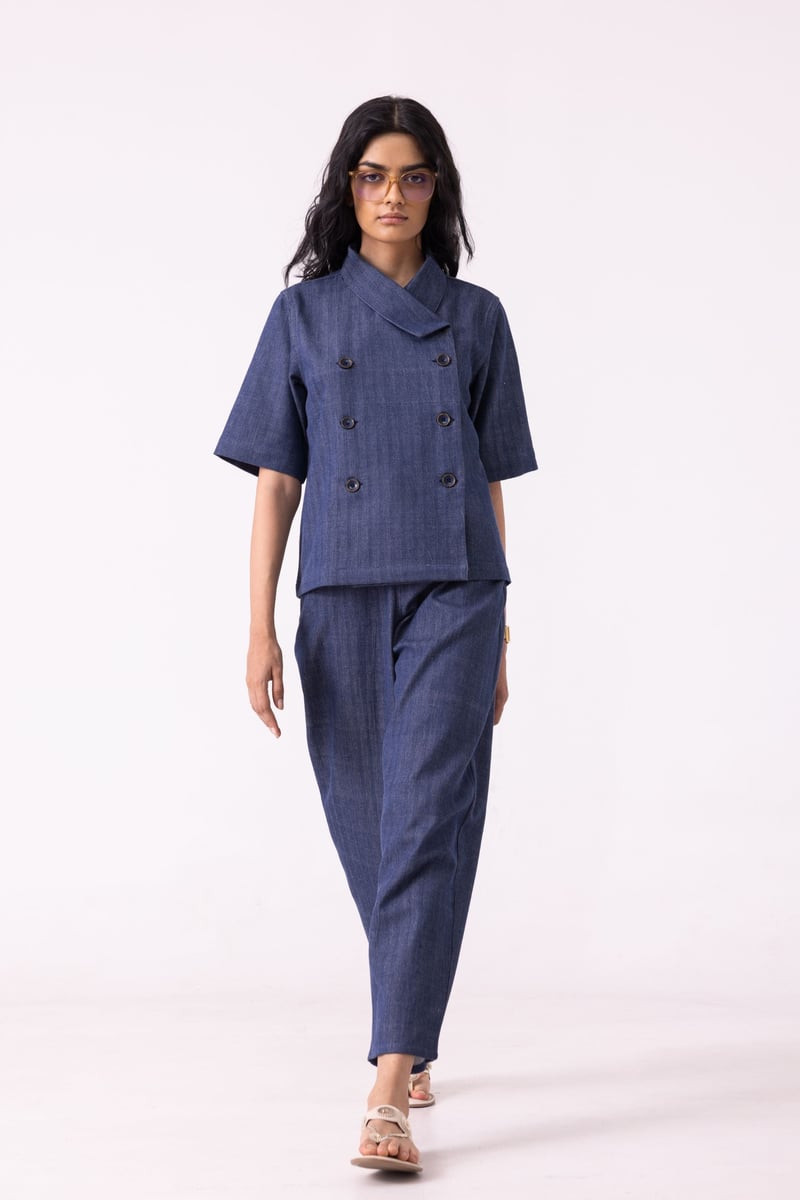 Becky Handwoven Denim Top