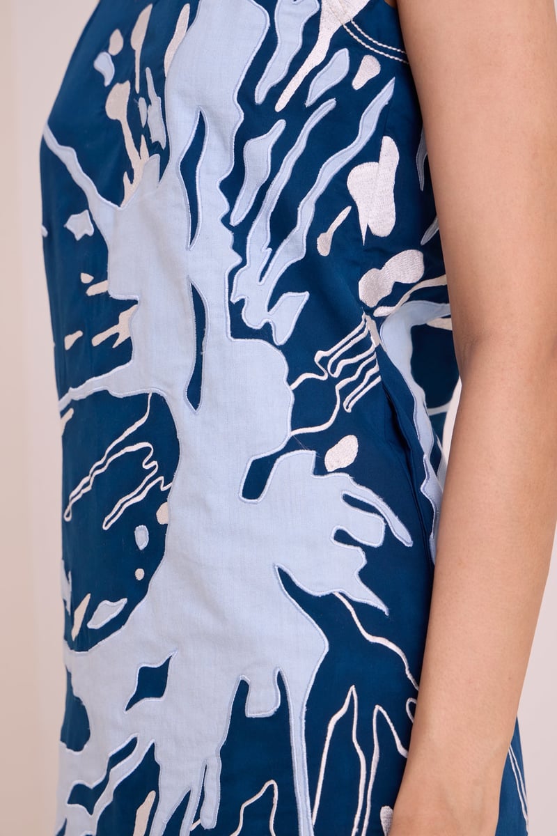 Cobalt Blue Applique Mini Shift Dress
